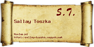 Sallay Toszka névjegykártya